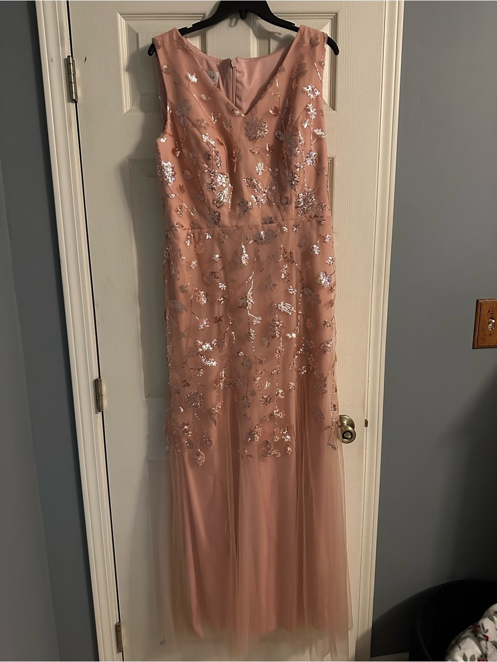 Sleeveless Blush Pink Embellished Maxi Dress